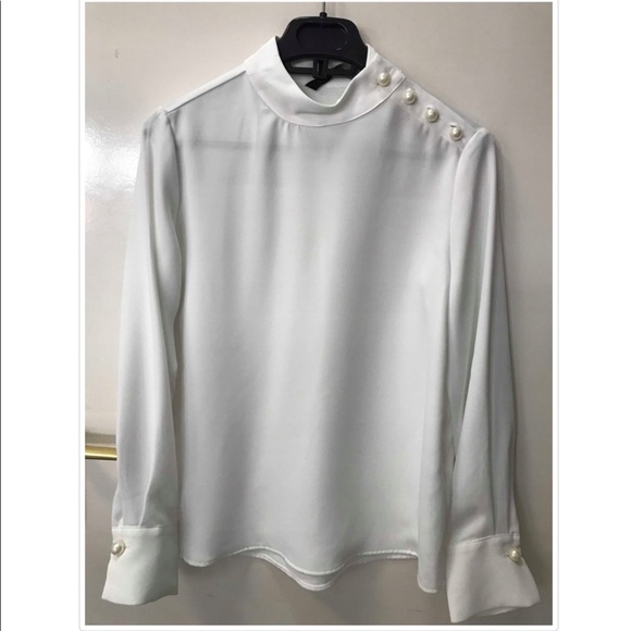 Zara Tops - Zara White Blouse with Pearl Button Details NWT Size M